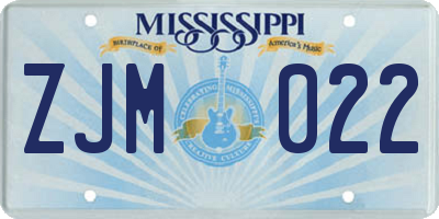MS license plate ZJM022