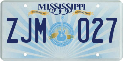 MS license plate ZJM027