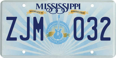 MS license plate ZJM032