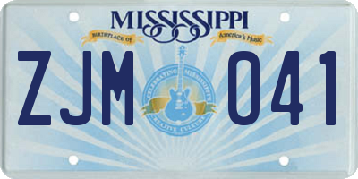 MS license plate ZJM041