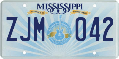 MS license plate ZJM042