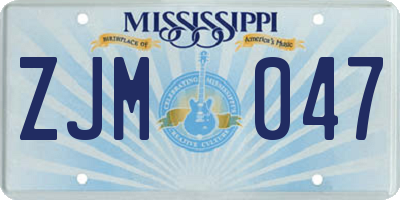 MS license plate ZJM047