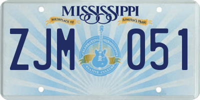 MS license plate ZJM051
