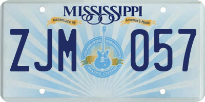 MS license plate ZJM057
