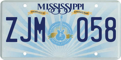 MS license plate ZJM058