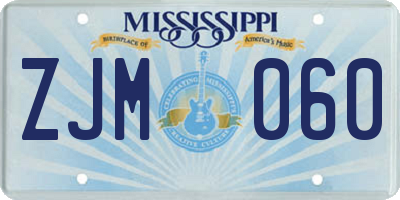 MS license plate ZJM060