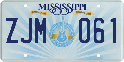 MS license plate ZJM061