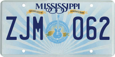 MS license plate ZJM062