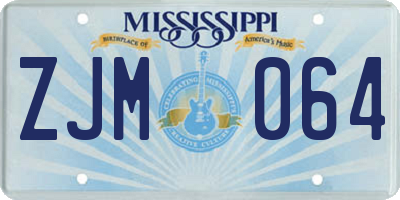 MS license plate ZJM064
