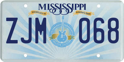 MS license plate ZJM068