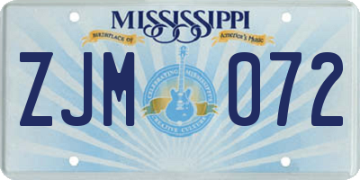 MS license plate ZJM072