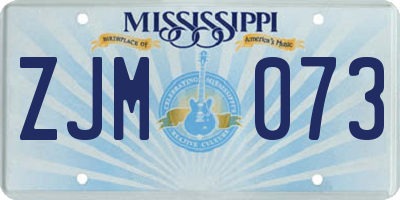 MS license plate ZJM073