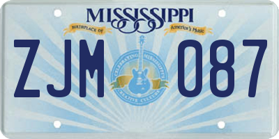 MS license plate ZJM087