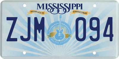 MS license plate ZJM094