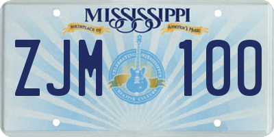 MS license plate ZJM100