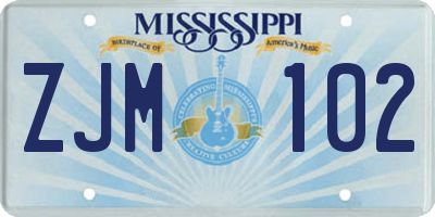 MS license plate ZJM102