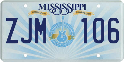 MS license plate ZJM106