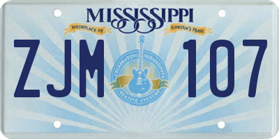 MS license plate ZJM107