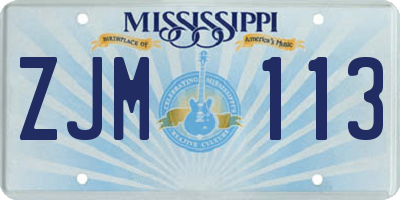 MS license plate ZJM113