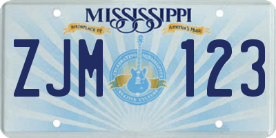 MS license plate ZJM123