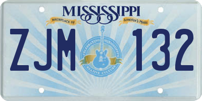 MS license plate ZJM132