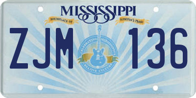 MS license plate ZJM136