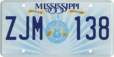 MS license plate ZJM138