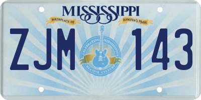 MS license plate ZJM143