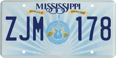 MS license plate ZJM178