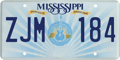 MS license plate ZJM184