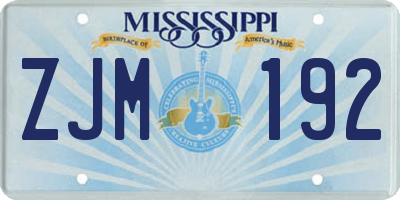 MS license plate ZJM192