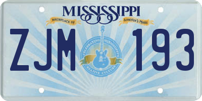 MS license plate ZJM193