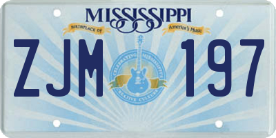 MS license plate ZJM197