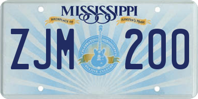 MS license plate ZJM200