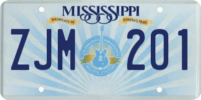 MS license plate ZJM201