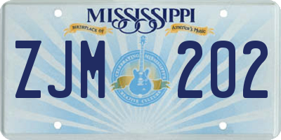 MS license plate ZJM202