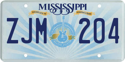 MS license plate ZJM204