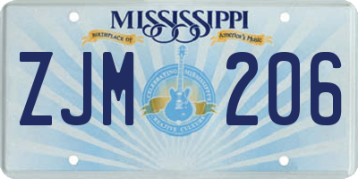MS license plate ZJM206