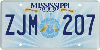 MS license plate ZJM207