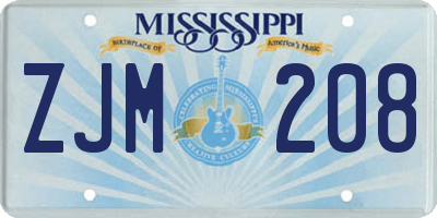 MS license plate ZJM208