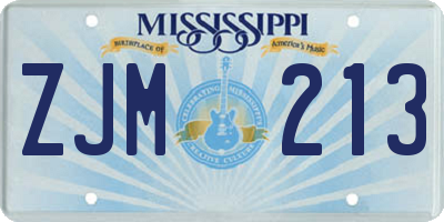 MS license plate ZJM213