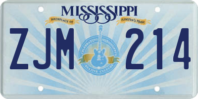 MS license plate ZJM214