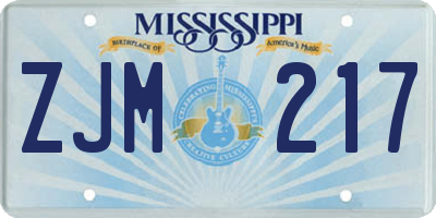 MS license plate ZJM217