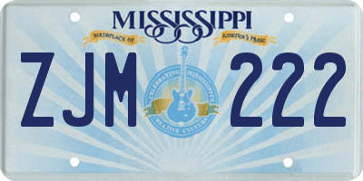 MS license plate ZJM222