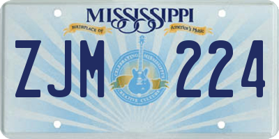 MS license plate ZJM224