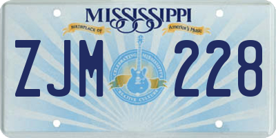 MS license plate ZJM228