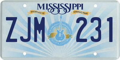 MS license plate ZJM231