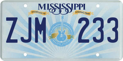 MS license plate ZJM233