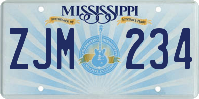 MS license plate ZJM234