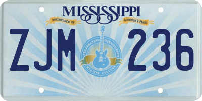 MS license plate ZJM236